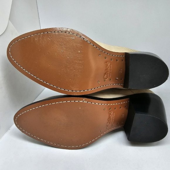 Chloe Calfskin Suede Ankle Boot Biscotti Beige Size 36 - Picture 5 of 16